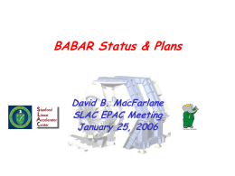 BABAR Status & Plans  David B. MacFarlane SLAC EPAC Meeting January 25, 2006