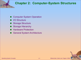Chapter 2: Computer-System Structures   Computer System Operation  I/O Structure  Storage Structure  Storage Hierarchy  Hardware Protection  General System Architecture  Operating System Concepts  2.1  Silberschatz,