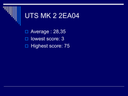 UTS MK 2 2EA04  Average : 28,35  lowest score: 3  Highest score: 75