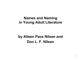 Names and Naming in Young Adult Literature  by Alleen Pace Nilsen and Don L.