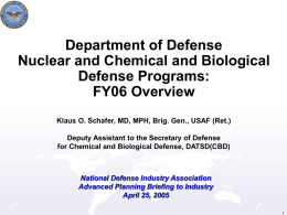 Department of Defense Nuclear and Chemical and Biological Defense Programs: FY06 Overview Klaus O.