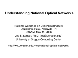 Understanding National Optical Networks  National Workshop on Cyberinfrastructure Doubletree Hotel, Nashville TN 9:45AM, May 11, 2006 Joe St Sauver, Ph.D.