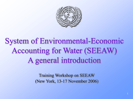 System of Environmental-Economic Accounting for Water (SEEAW) A general introduction Training Workshop on SEEAW (New York, 13-17 November 2006)