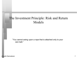 The Investment Principle: Risk and Return Models  “You cannot swing upon a rope that is attached only to your own belt.”  Aswath Damodaran.