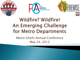 Metro Chiefs Annual Conference May 24, 2012  Why  should Metro Chiefs care?   How  can you help communities get ready for wildfire?   What  resources are.