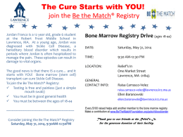 The Cure Starts with YOU! join the Be the Match® Registry Jordan Franco is a 12 year old, grade 6 student at the.