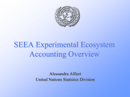 SEEA Experimental Ecosystem Accounting Overview Alessandra Alfieri United Nations Statistics Division Rationale for Experimental Ecosystem Accounting  • Envisaged as part of SEEA revision process initiated in.