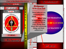 Chart of the Book of Revelation 2nd Seal  The First 6 Seals 1st  2nd HORSE 3rd Rev.6:34 The Last Days RED HORSE CHART Lucifer OF THE This red horse rider Flag Satan of USSR continues to gallop BOOK of Red with his Dragon Great.