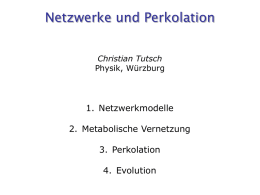 Netzwerke und Perkolation Christian Tutsch Physik, Würzburg  1. Netzwerkmodelle 2. Metabolische Vernetzung 3. Perkolation  4. Evolution.