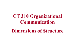 CT 310 Organizational Communication Dimensions of Structure MSU-Billings Chancellor  Structure describes: Director of Atheletics  • work roles  Administrative Vice Chancellor  • communication relationships  Dir Comp  Academic Vice Chancellor  Director Grad Studies  Dean of Ed/ Human S.  Dean of Arts and.