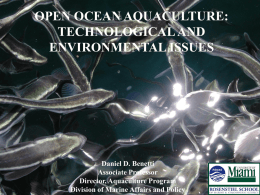 OPEN OCEAN AQUACULTURE: TECHNOLOGICAL AND ENVIRONMENTAL ISSUES  Daniel D. Benetti Associate Professor Director, Aquaculture Program Division of Marine Affairs and Policy.