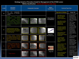 Strategy based on Thrombus-Grade for Management of the STEMI Lesion Mehta Classification – Clinics of America, Sept 2009 Grade  Thrombus Definition  Angiographic Examples  Mehta Classification  No cine angiographic characteristics of thrombus present Possible.