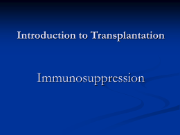 Introduction to Transplantation  Immunosuppression History   1909 - The first kidney transplant experiments were performed in humans in France using animal kidneys (rabbit).    1933 -