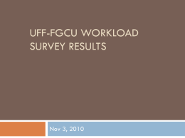 UFF-FGCU WORKLOAD SURVEY RESULTS  Nov 3, 2010 82 of the 376 current faculty respond   (more than a fifth of our colleagues responded.