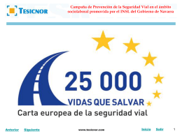 Campaña de Prevención de la Seguridad Vial en el ámbito sociolaboral promovida por el INSL del Gobierno de Navarra  Anterior  Siguiente  www.tesicnor.com  Inicio  Salir.