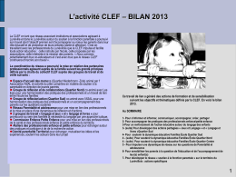 L'activité CLEF – BILAN 2013 La CLEF en tant que réseau associant institutions et associations agissant à Lunéville et dans le Lunévillois.