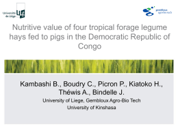 Nutritive value of four tropical forage legume hays fed to pigs in the Democratic Republic of Congo  Kambashi B., Boudry C., Picron P.,