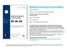 Modèle de plan de communication ISBN 2-916429-04-2 Collection : la communication et le management en pratique 1 document au format Word™ à télécharger 12