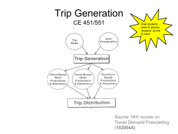 Trip Generation CE 451/551  Grad students … need to discuss “projects” at end of class  Source: NHI course on Travel Demand Forecasting (152054A)