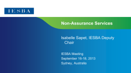 Non-Assurance Services Isabelle Sapet, IESBA Deputy Chair IESBA Meeting September 16-18, 2013 Sydney, Australia Page 1