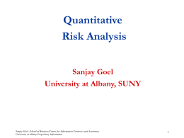 Quantitative Risk Analysis Sanjay Goel University at Albany, SUNY  Sanjay Goel, School of Business/Center for Information Forensics and Assurance University at Albany Proprietary Information.