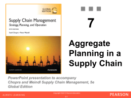 Aggregate Planning in a Supply Chain PowerPoint presentation to accompany Chopra and Meindl Supply Chain Management, 5e Global Edition Copyright ©2013 Pearson Education. 1-1 8-1