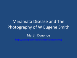 Minamata Disease and The Photography of W Eugene Smith Martin Donohoe http://www.publichealthandsocialjustice.org Outline • Introduction • Mercury and Methylmercury as pollutants • Minamata Disease • W Eugene Smith.