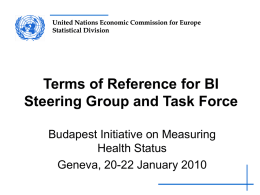United Nations Economic Commission for Europe Statistical Division  Terms of Reference for BI Steering Group and Task Force Budapest Initiative on Measuring Health Status Geneva, 20-22