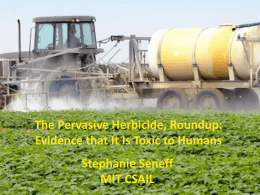 The Pervasive Herbicide, Roundup: Evidence that It Is Toxic to Humans Stephanie Seneff MIT CSAIL.