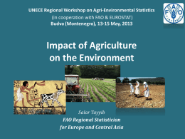 UNECE Regional Workshop on Agri-Environmental Statistics (in cooperation with FAO & EUROSTAT) Budva (Montenegro), 13-15 May, 2013  Impact of Agriculture on the Environment  Salar Tayyib FAO.
