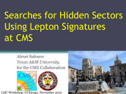 Searches for Hidden Sectors Using Lepton Signatures at CMS Alexei Safonov Texas A&M University for the CMS Collaboration  LHC Workshop, UChicago, November 2012