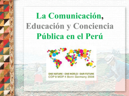 La Comunicación, Educación y Conciencia Pública en el Perú Comunicación, Educación y Conciencia Pública en el Perú Perú es uno de los 12 países.
