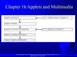 Chapter 16 Applets and Multimedia Chapter 12 GUI Basics  §10.2, “Abstract Classes,” in Chapter 10  Chapter 13 Graphics  Chapter 14 Event-Driven Programming  §10.4, “Interfaces,” in.