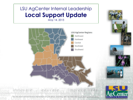 LSU AgCenter Internal Leadership  Local Support Update May 14, 2013 What is Local Support? • Twenty percent of salary plus benefits for agents/staff domiciled in.