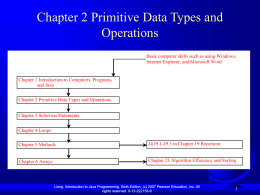 Chapter 2 Primitive Data Types and Operations Basic computer skills such as using Windows, Internet Explorer, and Microsoft Word  Chapter 1 Introduction to Computers,
