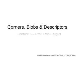 Corners, Blobs & Descriptors Lecture 5 – Prof. Rob Fergus  With slides from S.