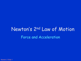 Newton’s 2nd Law of Motion Force and Acceleration  Newton 2 Slide 1