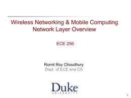 Wireless Networking & Mobile Computing Network Layer Overview ECE 256  Romit Roy Choudhury Dept.