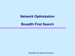 Network Optimization Breadth First Search  Breadth first search animation Initialize1 1 Unmark all nodes in N;  Mark node 1 and add it to LIST.  LIST  Breadth first search animation.