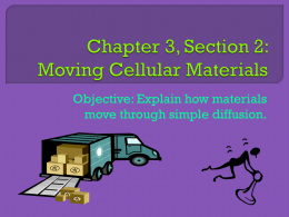 Objective: Explain how materials move through simple diffusion.  What  cell organelle allows things to move in and out of the cell?   What  things.
