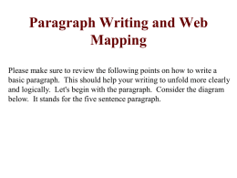 Paragraph Writing and Web Mapping Please make sure to review the following points on how to write a basic paragraph.