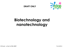 DRAFT ONLY  Biotechnology and nanotechnology  © Food – a fact of life 2009  Foundation.