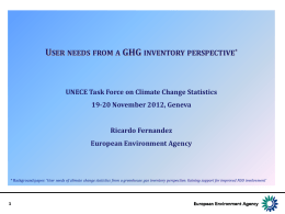 USER NEEDS FROM A GHG INVENTORY PERSPECTIVE*  UNECE Task Force on Climate Change Statistics 19-20 November 2012, Geneva Ricardo Fernandez European Environment Agency  * Background.