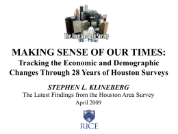 MAKING SENSE OF OUR TIMES: Tracking the Economic and Demographic Changes Through 28 Years of Houston Surveys STEPHEN L.