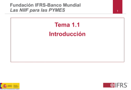 Fundación IFRS-Banco Mundial Las NIIF para las PYMES  Tema 1.1 Introducción Esta presentación de Power Point fue preparada por el Departamento de Educación.