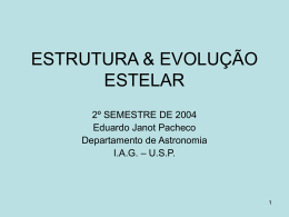 ESTRUTURA & EVOLUÇÃO ESTELAR 2º SEMESTRE DE 2004 Eduardo Janot Pacheco Departamento de Astronomia I.A.G.