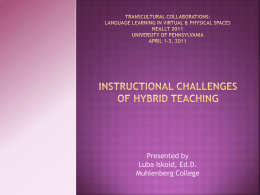 Presented by Luba Iskold, Ed.D. Muhlenberg College  Review  Hybrid  of the Literature Teaching vs.