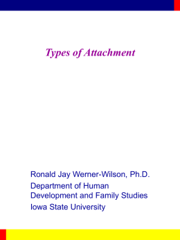 Types of Attachment  Ronald Jay Werner-Wilson, Ph.D. Department of Human Development and Family Studies Iowa State University.