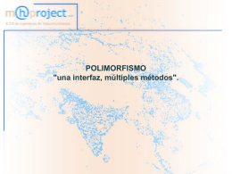 POLIMORFISMO "una interfaz, múltiples métodos". POLIMORFISMO Indice  • • • • • • • •  Definición y caracteristicas Objetivos. SOBRRESCRITURA-SOBRECARGA Clases y métodos abstractos INTERFACES (herencia múltiple) Subclase,Clase abstracta e Interface Interface vs.