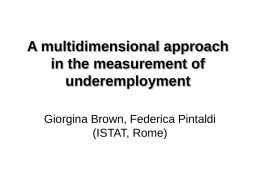 A multidimensional approach in the measurement of underemployment Giorgina Brown, Federica Pintaldi (ISTAT, Rome)